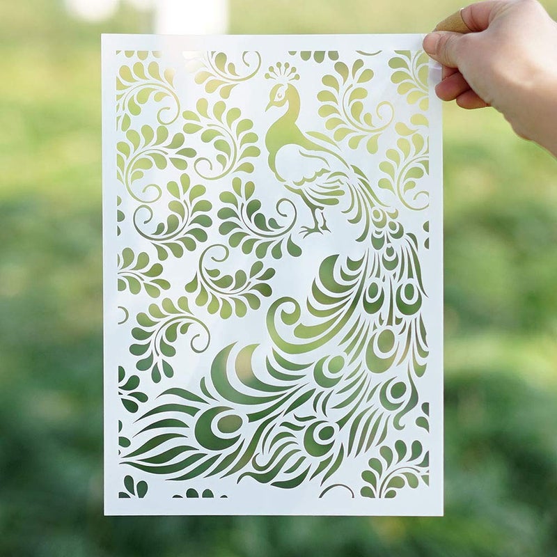 SLGIFT DIY Decorative Peacock Stencil Template for Painting on Walls Furniture Crafts (Peacock) - Image 2